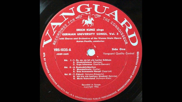 Erich Kunz, GERMAN UNIVERSITY SONGS, vol 3, Side