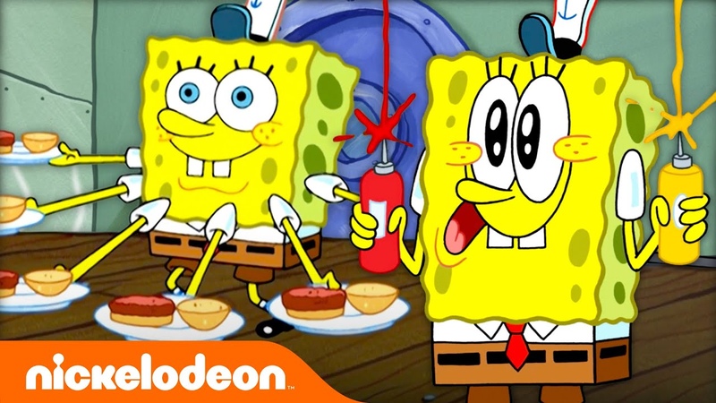 Sponge Bob Cooking Krabby Patties for 20 Minutes , Nickelodeon Cartoon