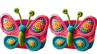 AMAZINGCROCHET DESIGN BUTTERFLY SHAPE BASKET MAKING VIDEO #crochet #butterfly #basket