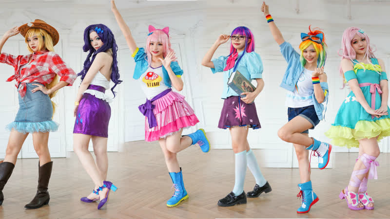 MLP COSPLAY 6人 Tara Strong and Ashleigh Ball, Andrea Libman, Tabitha St. Germain Equestria Girls My Little
