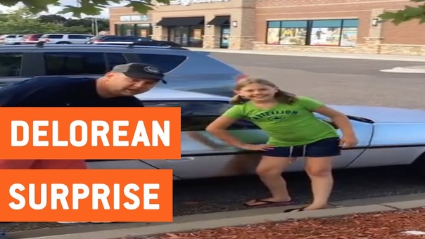 Little Girl Surprised with De Lorean DMC