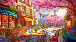Spring Day at Outdoor Coffee Shop ☕ Sweet Piano Jazz and Bossa Nova Music for Study, Work, Relax
