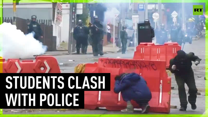 Water cannons tear gas vs Molotov cocktails stones, Clashes at Bogota