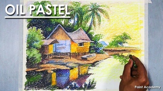 Drawing with Oil Pastel : A Riverside Landscape | pastel techniques step by step