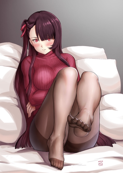 Watching pantyhose dark haired anime