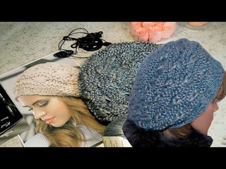Учимся вязать спицами объемный берет/Knitting beret