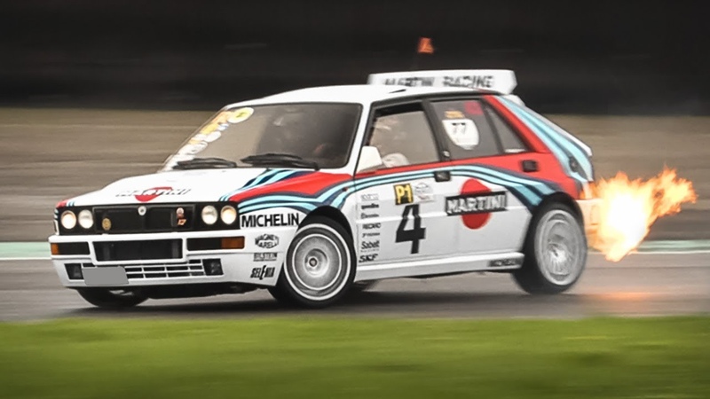 Lancia Delta HF Integrale Evoluzione having fun on wet slippery