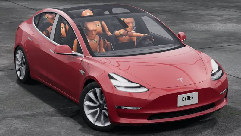 Необычный краш тест Tesla Model 3 с манекенами